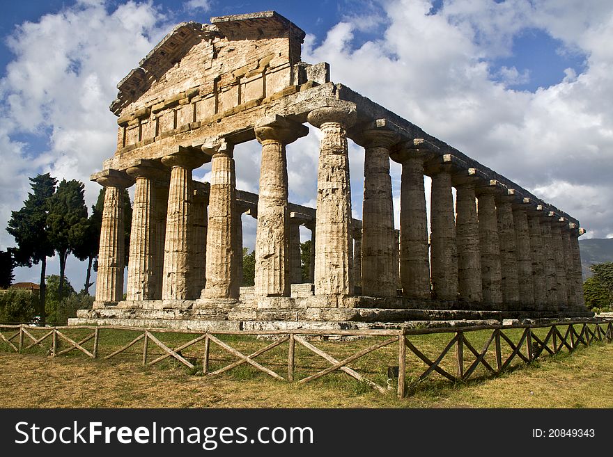 Remains of an ancient temple at Paestum