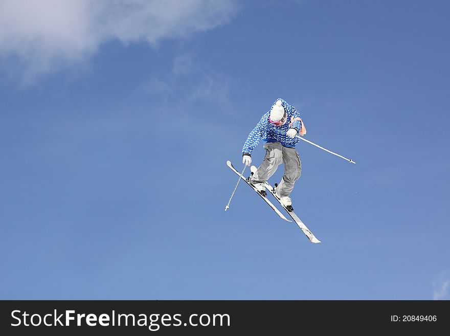 Flying Skier On Mountains