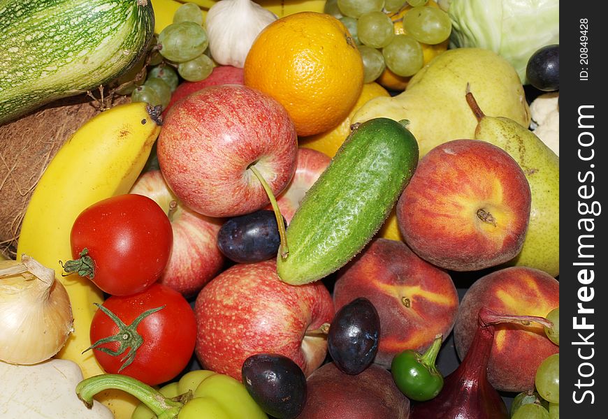 Vegetable and Fruit on a background. Vegetable and Fruit on a background