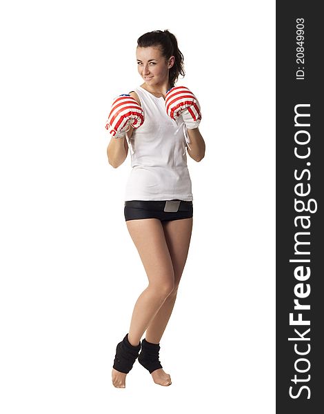 Model posing in a character of a boxer. Model posing in a character of a boxer