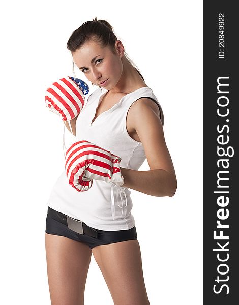 Model posing in a character of a boxer. Model posing in a character of a boxer