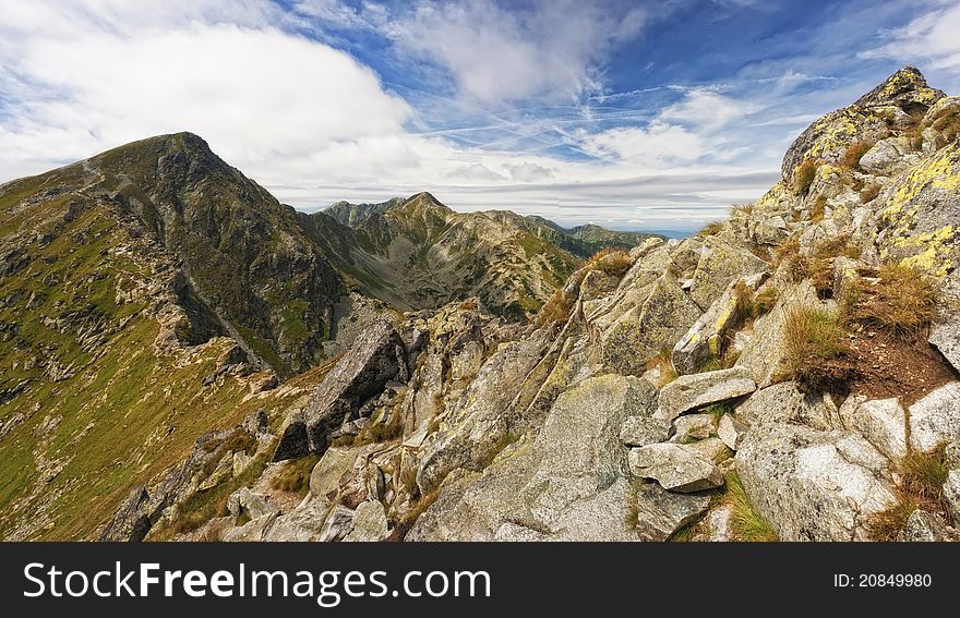 Panorama of mountains in summer sunny day. Panorama of mountains in summer sunny day