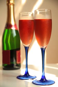 Champagne In Glasses And Bottle. Stock Image Champagne In Glasses And Bottle. Stock Image