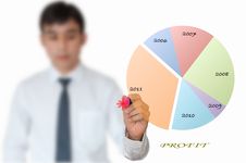 Businessman Drawing A Pie Graph For Year 2012 Stock Photography Businessman Drawing A Pie Graph For Year 2012 Stock Photography