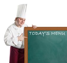 Male Chef Holding A Notice Board Royalty Free Stock Photography Male Chef Holding A Notice Board Royalty Free Stock Photography