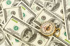Compass On Money Background Stock Photo Compass On Money Background Stock Photo