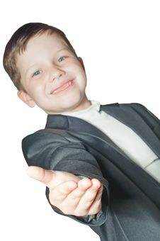 Smiling Boy With The Extended Hand Stock Images
