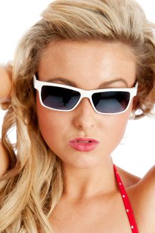 Pretty Young Female In Red Swimsuit And Sun Glasse Stock Images Pretty Young Female In Red Swimsuit And Sun Glasse Stock Images