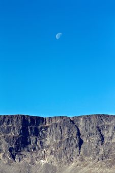 Moon On A Background Of Blue Sky And Mountains Royalty Free Stock Image Moon On A Background Of Blue Sky And Mountains Royalty Free Stock Image