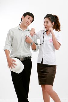 Portrait Of Happy Young Physician Lady Stock Image Portrait Of Happy Young Physician Lady Stock Image