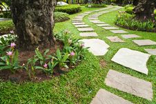 Stone Walkway In The Park Royalty Free Stock Photography