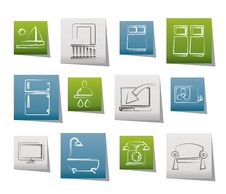 Hotel And Motel Room Facilities Icons Stock Photography