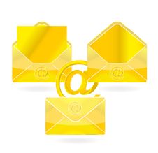 Web Message Symbol Gold Color Set Royalty Free Stock Photo