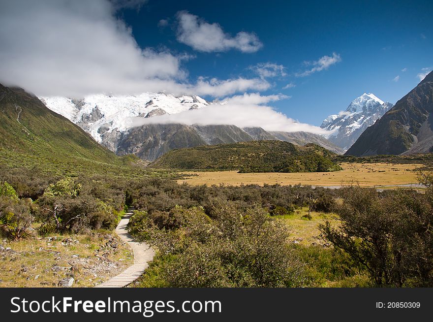 Mountain Scape Of Mt. Cook, New Zealand