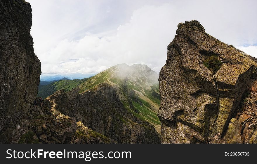 Summer Mountains Panorama With Clouds