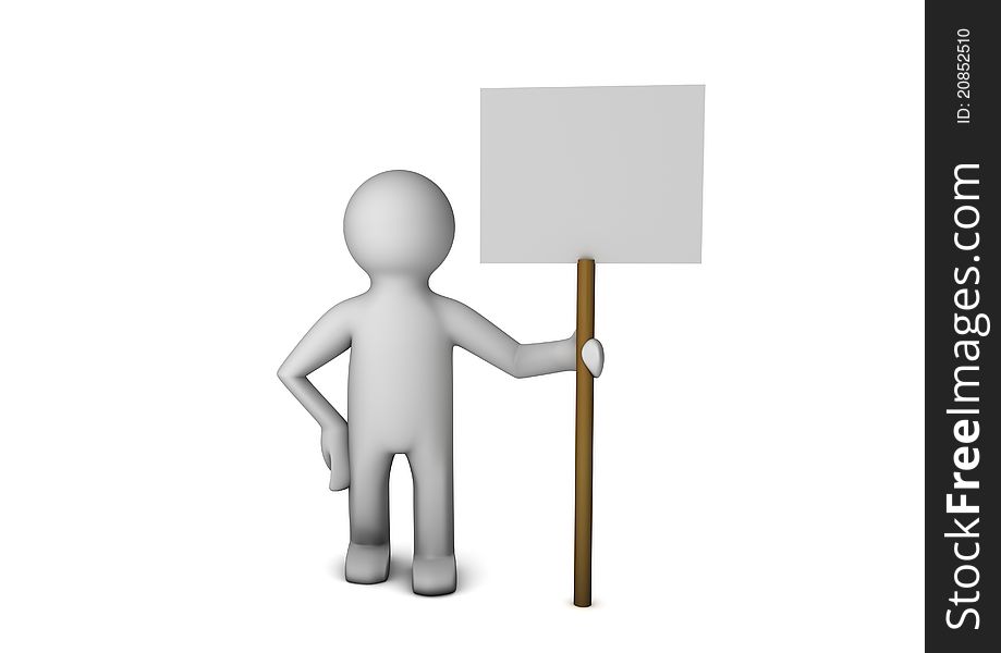 Render of a person holding a blank board. Render of a person holding a blank board.