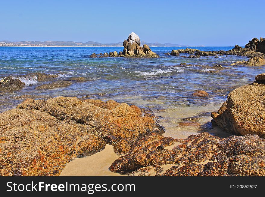Deserted rock filled sandy beach in Cabos. Deserted rock filled sandy beach in Cabos