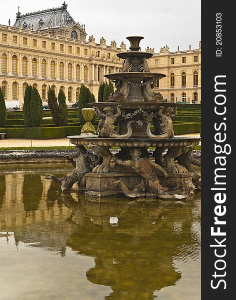 A beautiful fountain seen in Versailles Palace at Paris, France. A beautiful fountain seen in Versailles Palace at Paris, France