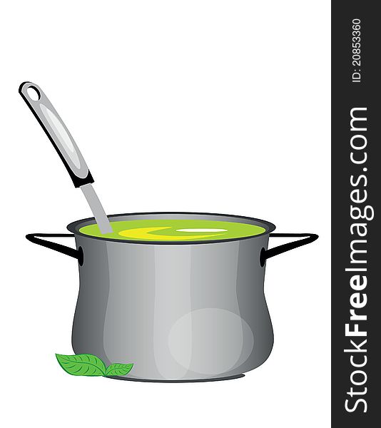 Illustration of isolated hot soup pan on white background