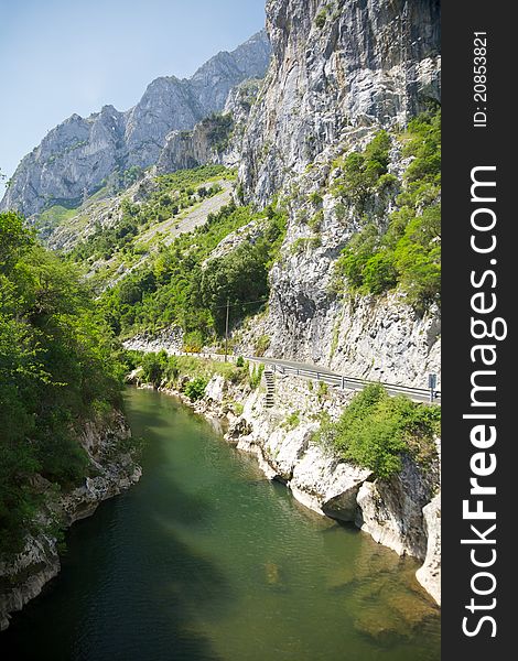 Gorge Los Beyos and River Sella in Asturias Spain