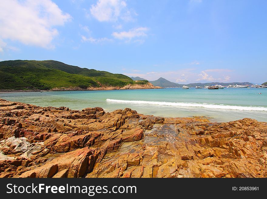 Beach With Rocky Shore In Hong Kong