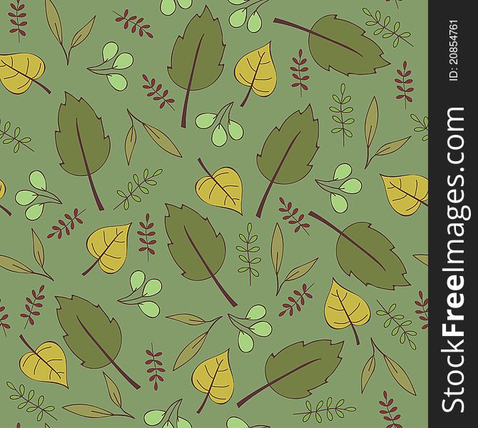 Green seamless wallpaper with leaves