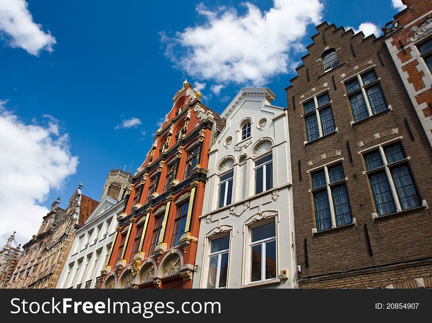 Flemish houses facades in Brugge, Belgium. Flemish houses facades in Brugge, Belgium