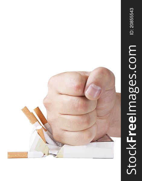 Man S Hand Crushing Cigarettes