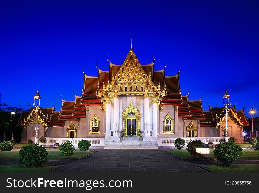 Marble Temple twilight Bangkok Thailand. Marble Temple twilight Bangkok Thailand.