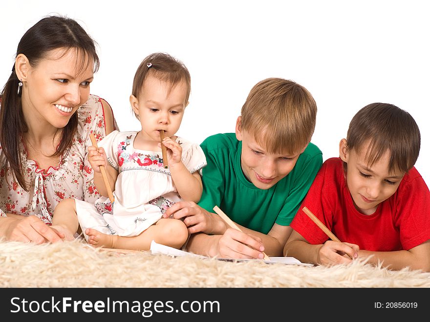 Family Of A Four On Carpet