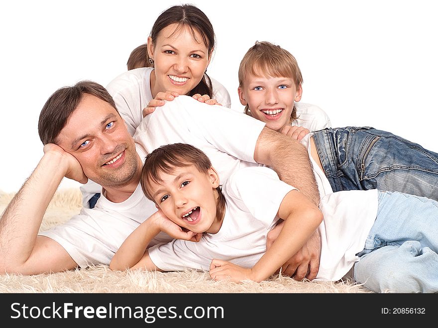 Family on carpet