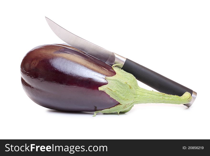 Eggplant and knife