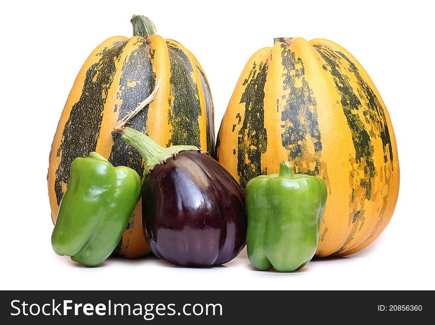 Color photo of pumpkins on a white background. Color photo of pumpkins on a white background