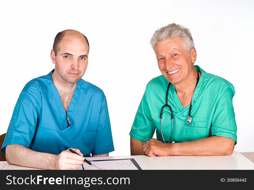 Portrait of a two doctors at table