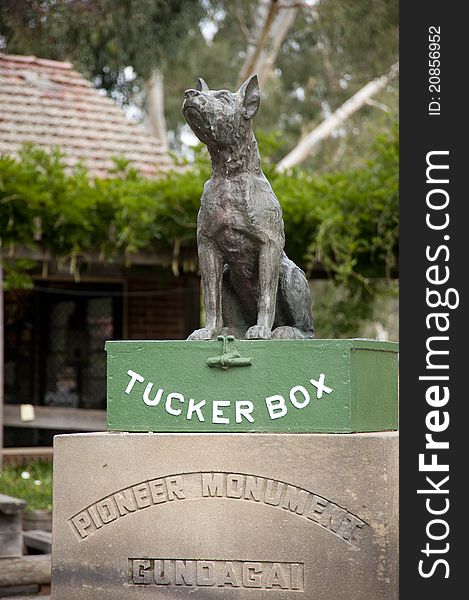 The Dog on the Tuckerbox, an Australian historical monument and tourist attraction located 8 km from Gundagai, New South Wales.