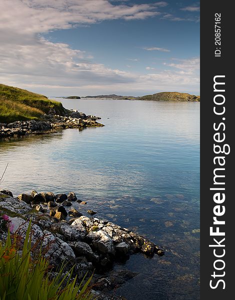 A shoreline seascape out to Carragraich Bay, Harris, Hebrides, Scotland