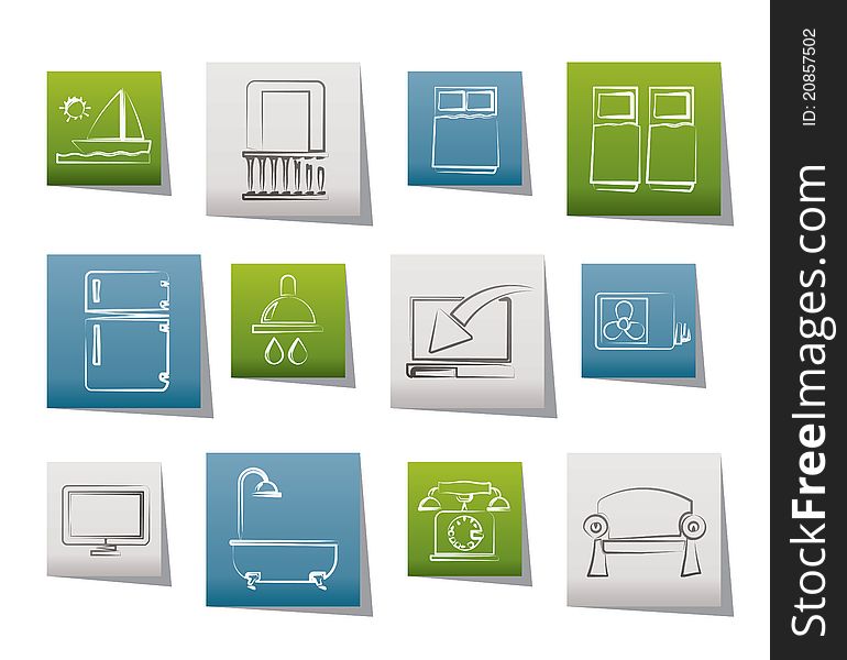 Hotel And Motel Room Facilities Icons