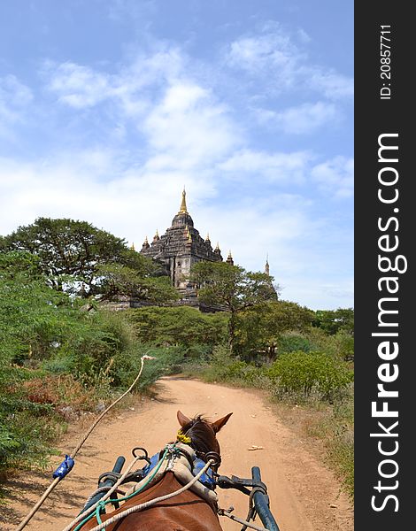 Horse cart going to temple in Bagan