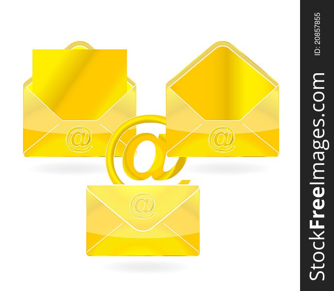 Web Message Symbol Gold Color Set