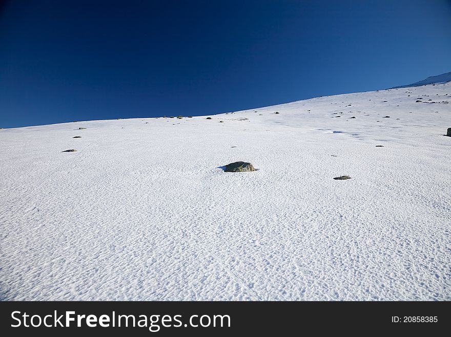 Snow Slope At Gredos Mountains