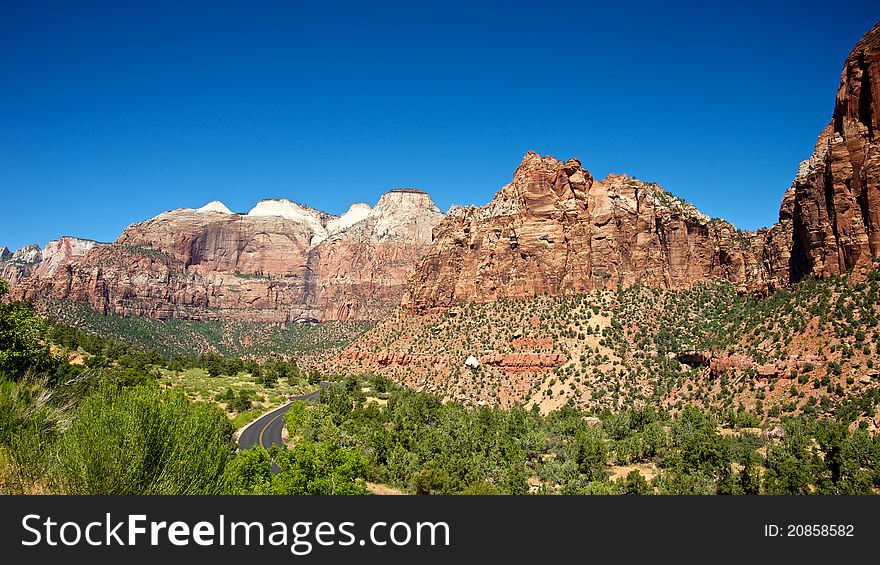 Road Winds Through Zion National Park