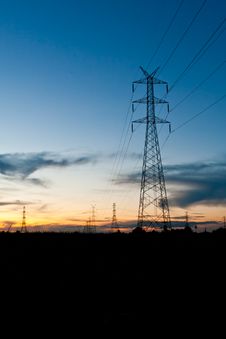 Electricity Poles In Twilight Time Stock Photography Electricity Poles In Twilight Time Stock Photography
