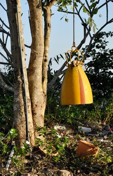 Native Yellow Iron Bell Hang Royalty Free Stock Photo