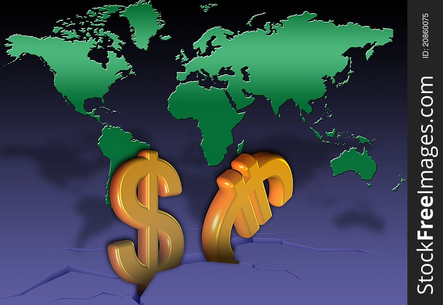 Symbols of the world economy collapse. Symbols of the world economy collapse