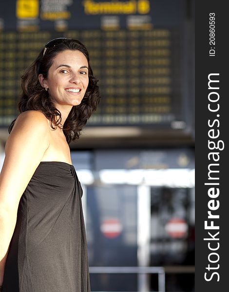 Attractive woman waiting at the airport