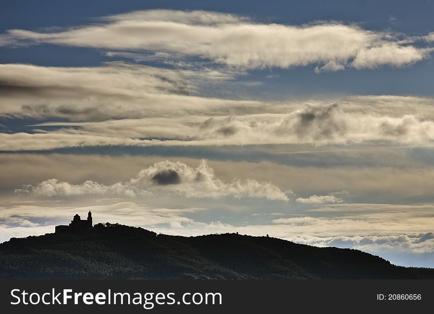 Church in skyline in Spain. Church in skyline in Spain