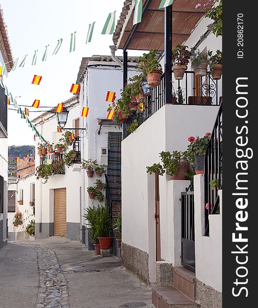 Side Street in Notaez Village in the Alpujarra Mountains, Granada Province, Andalusia, Spain