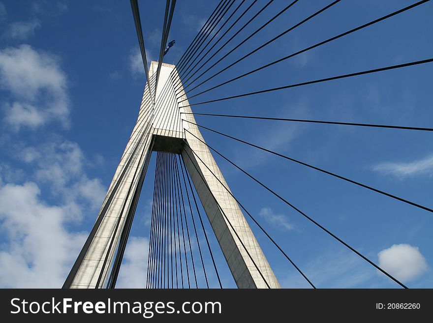 Concrete suspension bridge pillar in Sydney Australia