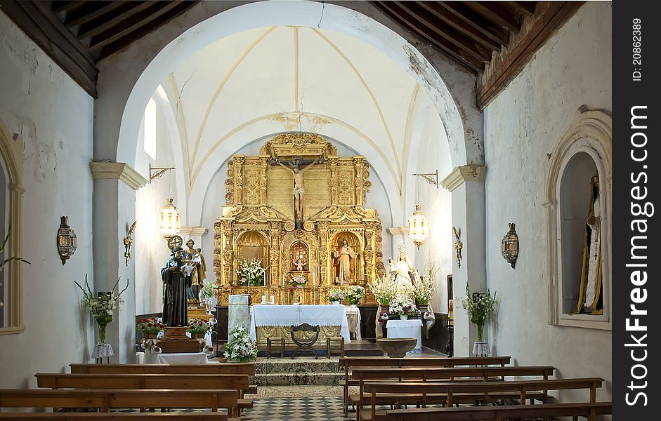 Inside the Village church in Notaez, Alpujarras, Granada Province, Andalusia, Spain