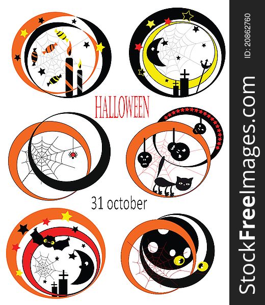Halloween set icons isolated on the white